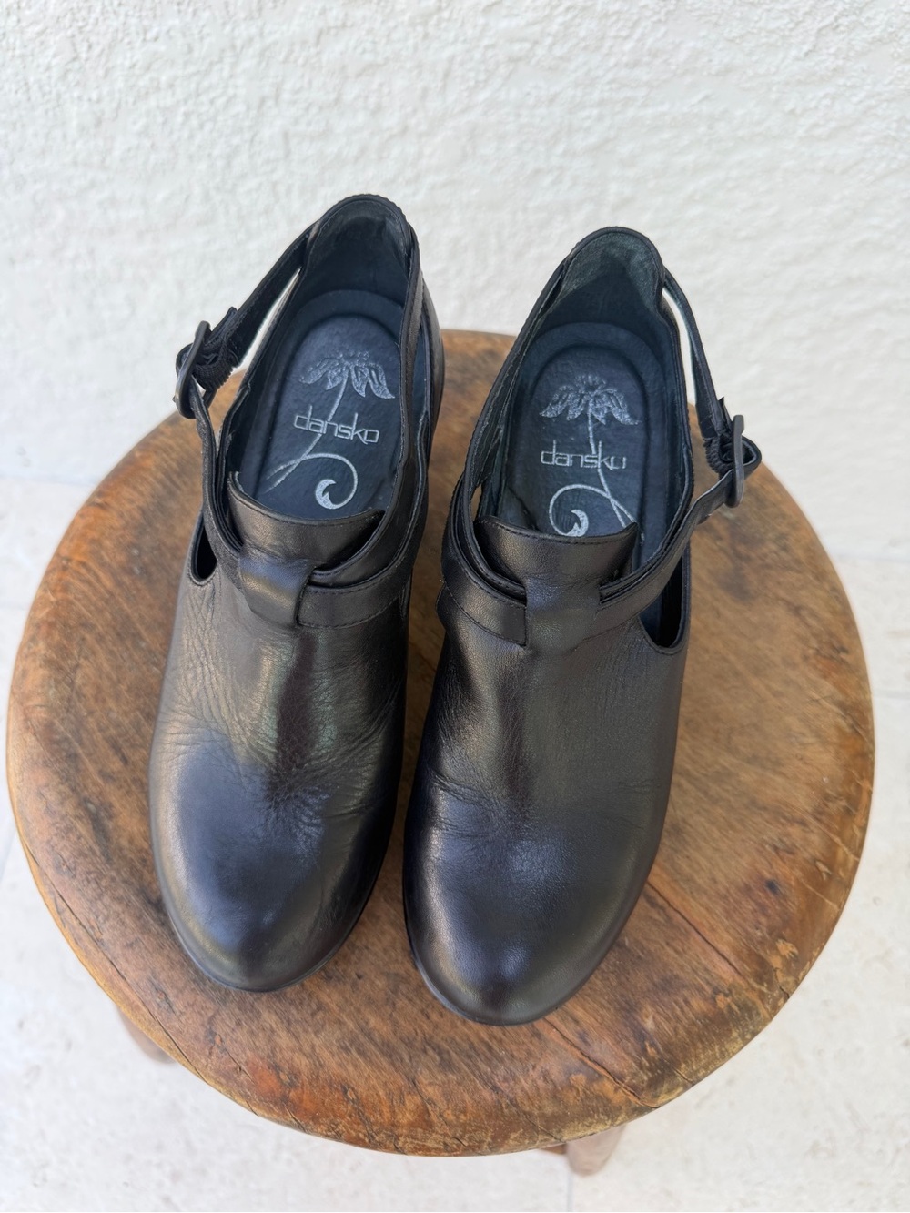 Dansko Franka Black Leather Mary Jane Wedge Clogs EU 36 US 5.5 6 Comfort - Picture 3 of 7
